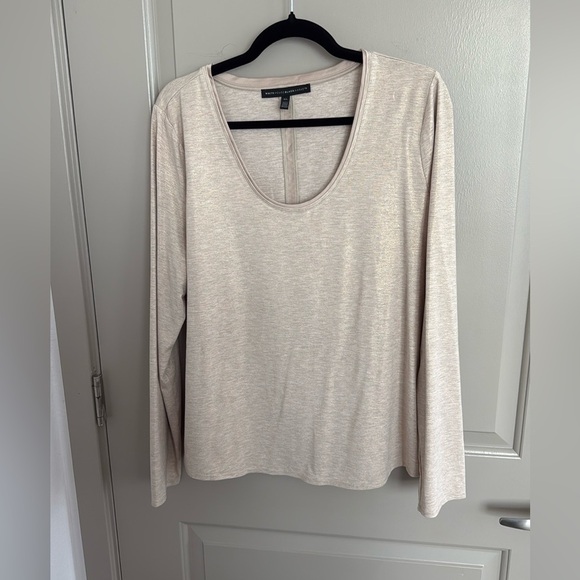 NWOT WHBM Oatmeal heather scoop neck long sleeves dolphin (curved) hem XLarge - Picture 4 of 7